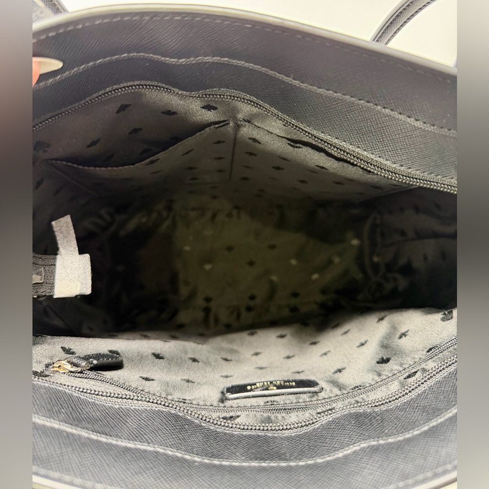 Kate Spade Black Leather Canvas Tote NWOT - Picture 7 of 7